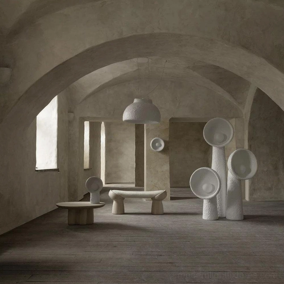 Soniah sculptural floor lamp detail matte off-white handcrafted finish organic form