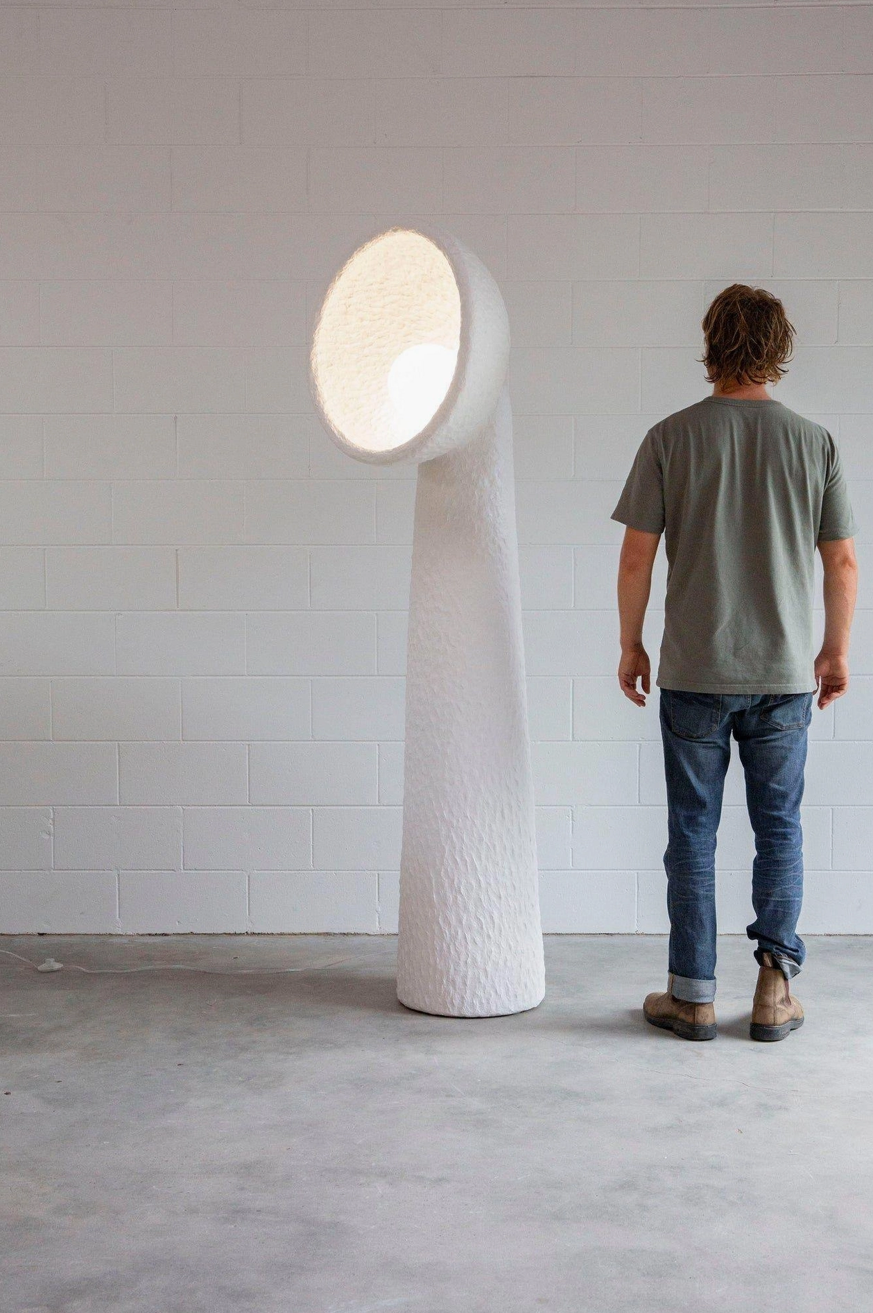 Soniah floor lamp fiberglass resin composite material construction durability