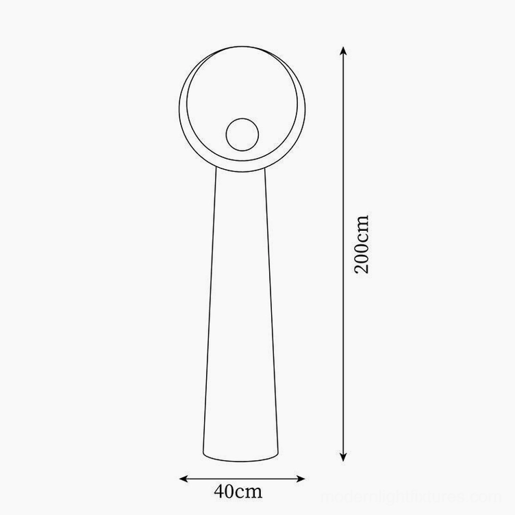 Soniah statement floor lamp 200cm tall technical specifications orthographic line drawing