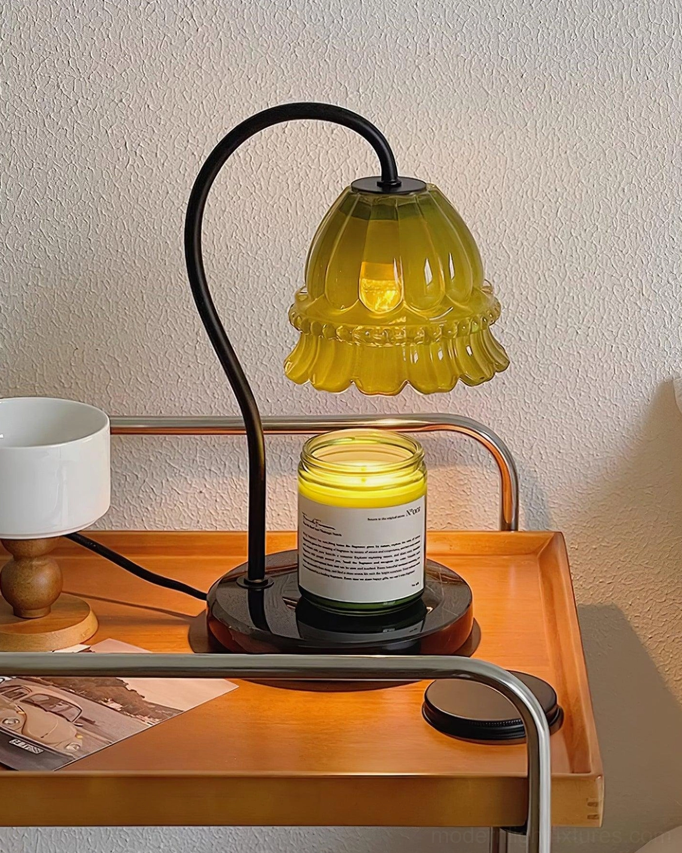 Sophisticated marble candle warmer lamp for ambient home fragrance and lighting