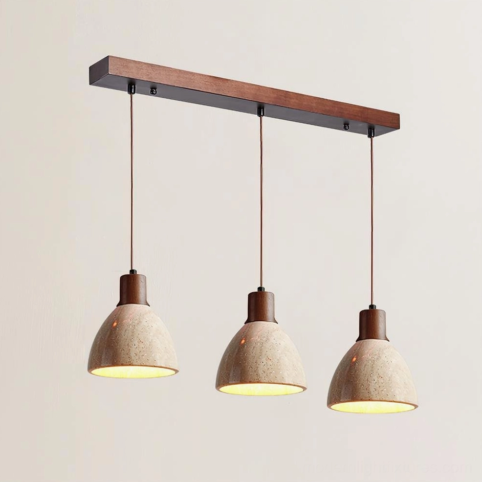 Soraya 3-head linear 60cm pendant light walnut color beige variant