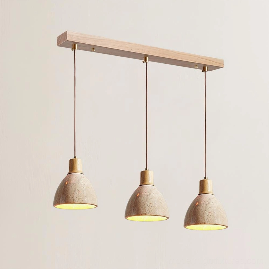 Soraya 3-head linear 60cm pendant light wood color beige configuration