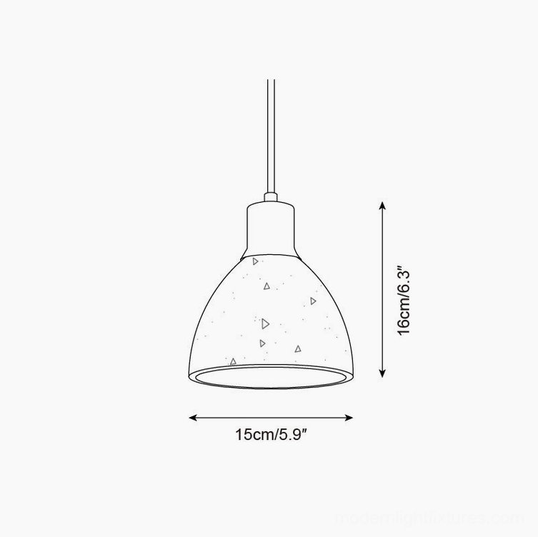 Soraya single pendant light technical dimensions schematic 15cm diameter