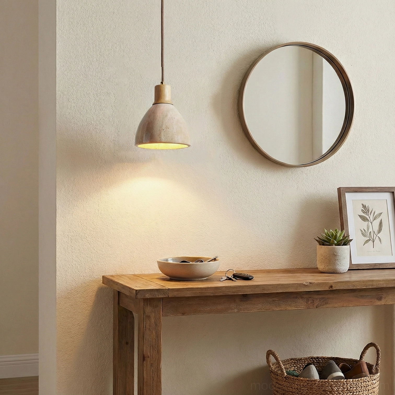 Soraya pendant light fixture wood accent detail japandi design element