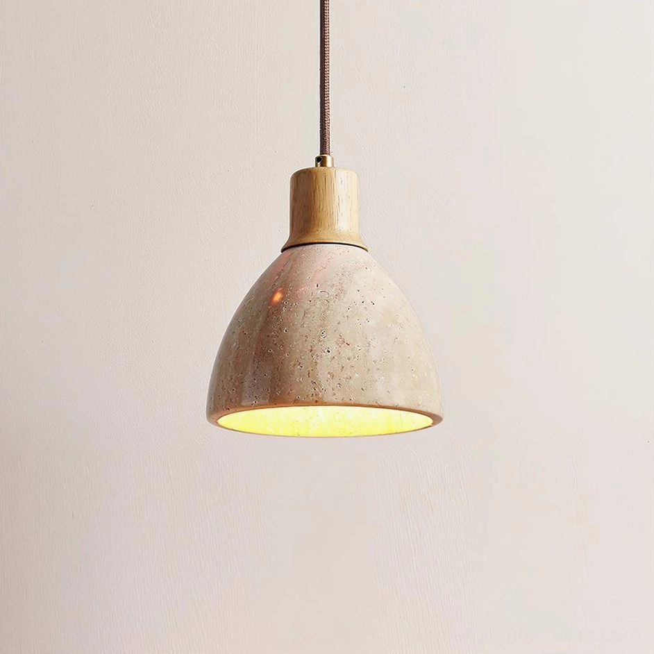 Soraya single pendant light wood color beige travertine warm tone