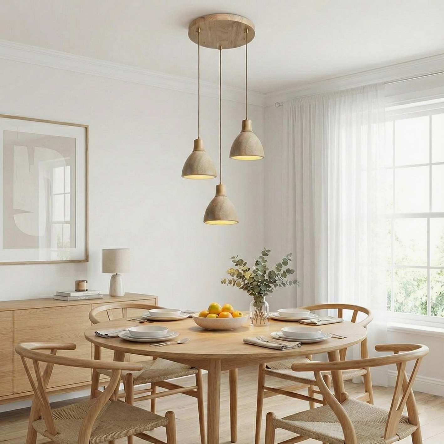 Soraya travertine pendant light natural stone material detail close-up