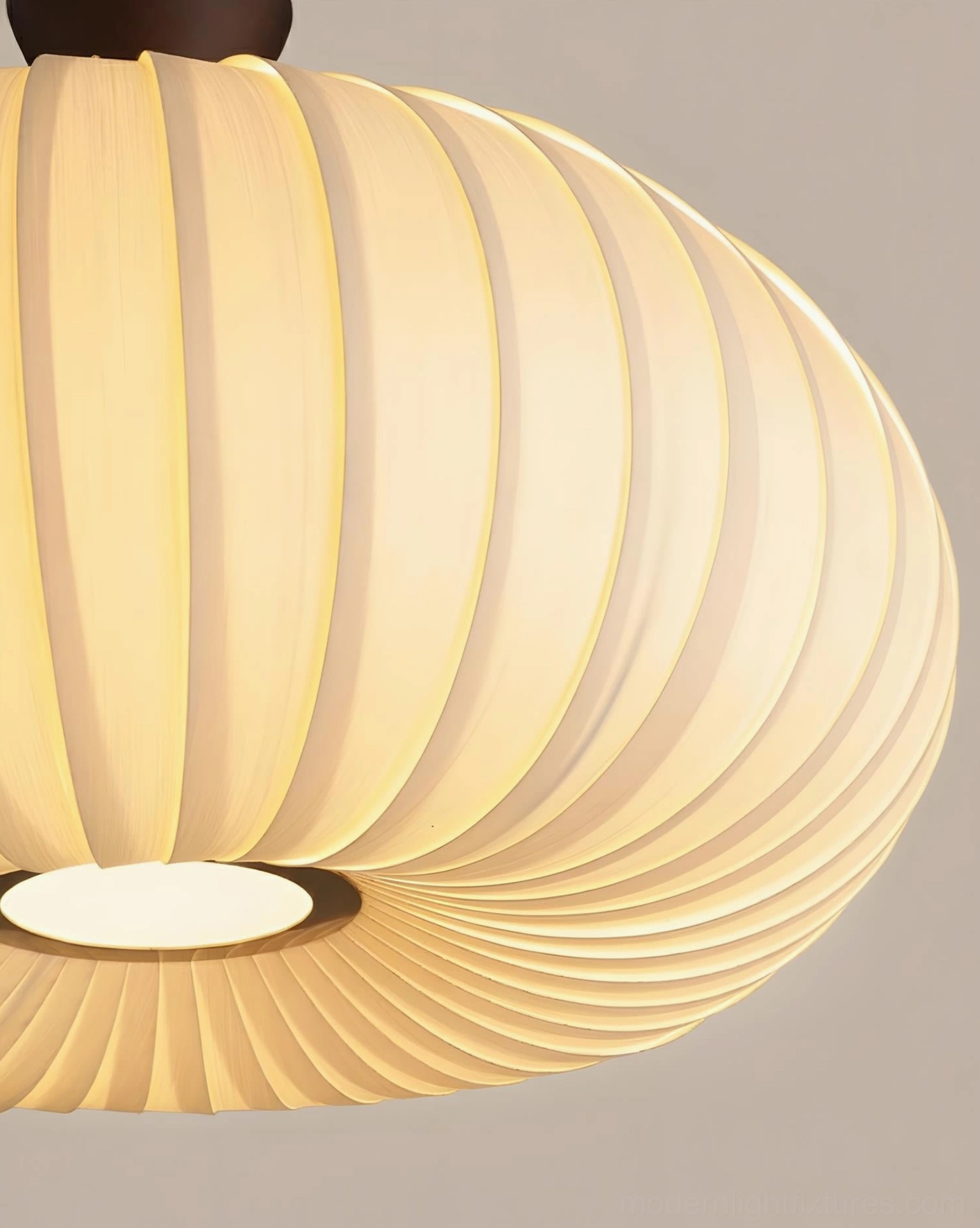 Three-quarter perspective of Sorella pendant light showing cloud-like pleated silhouette and overall form