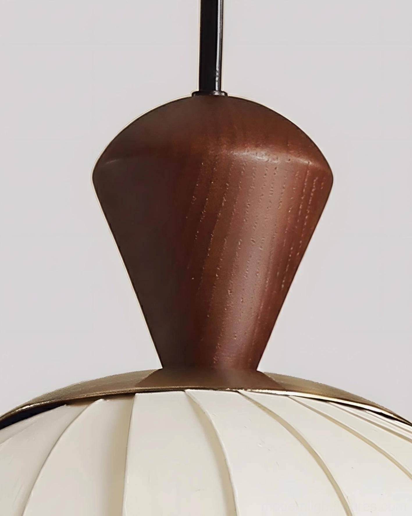 Bottom view of Sorella pleated pendant lamp showing fabric construction and light distribution pattern