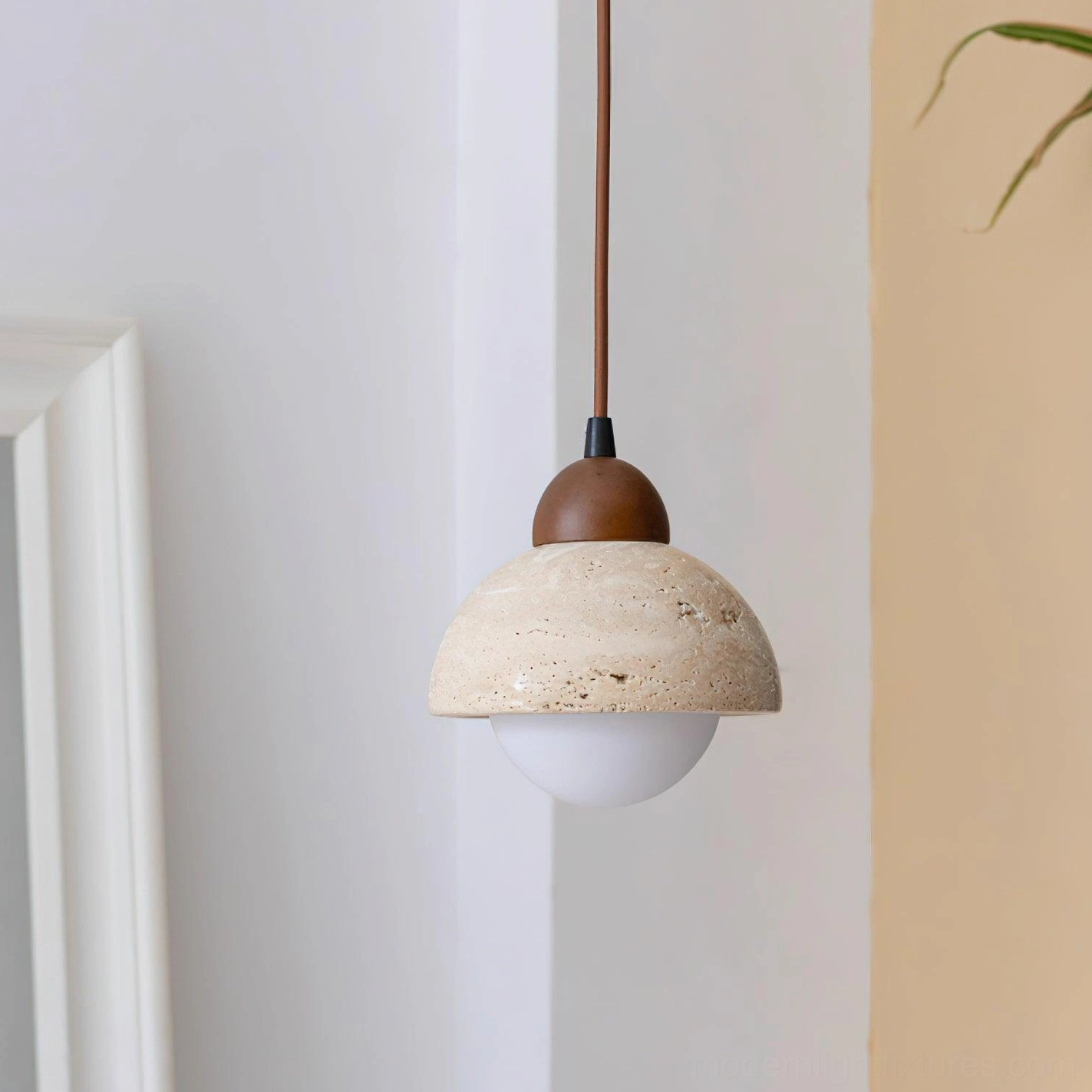 Soren travertine pendant light walnut beige white color options available variants