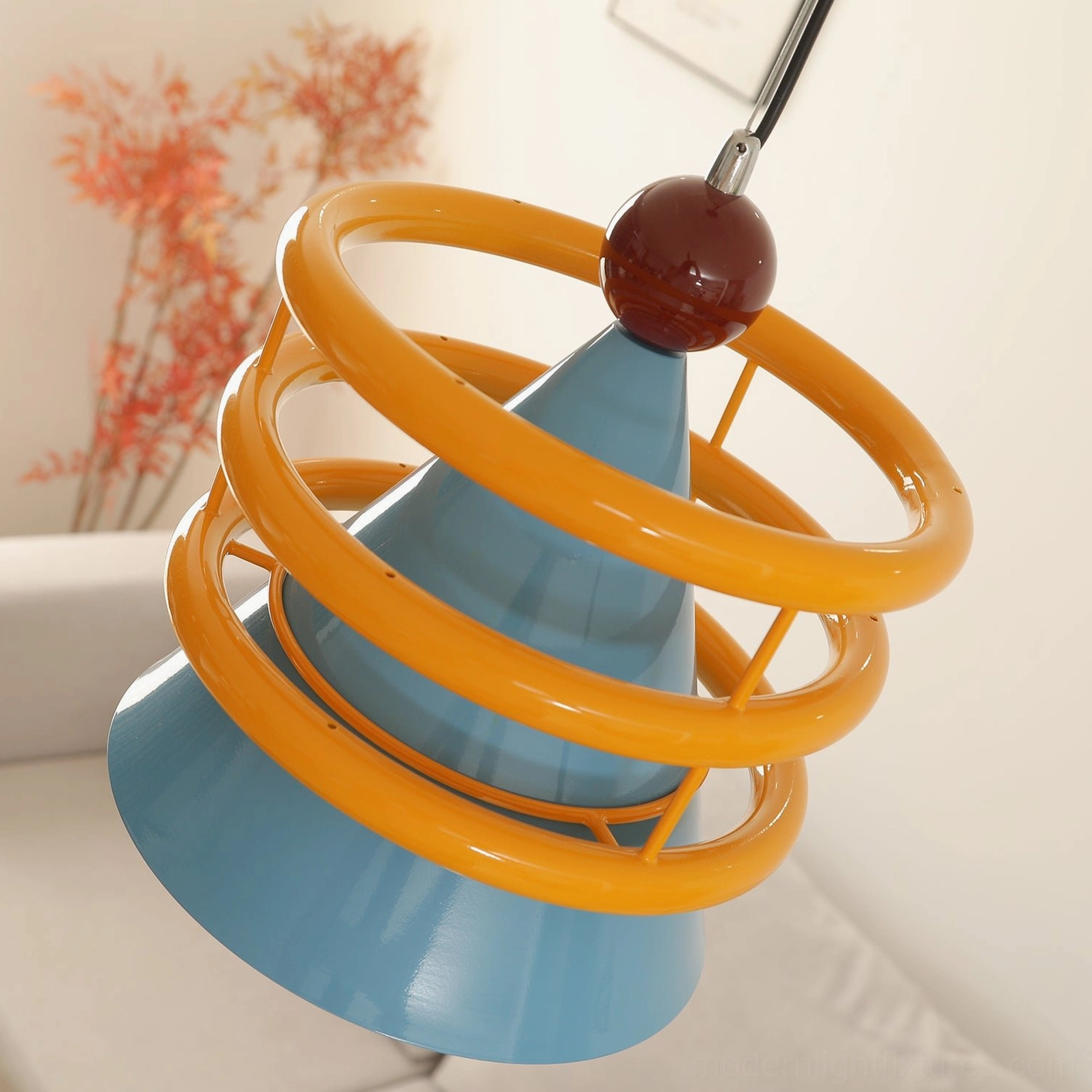 Sowden geometric pendant light showing sculptural profile and dimensional artistic form in studio setting