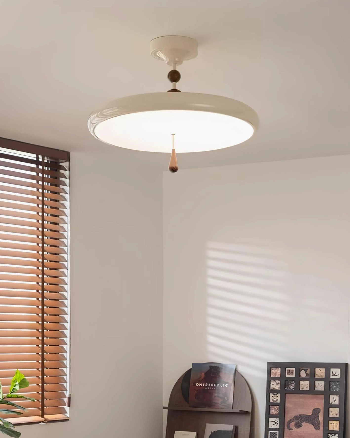 Lit Spectrum Ring modern semi-flush ceiling light fixture with warm white LED illumination in residential room