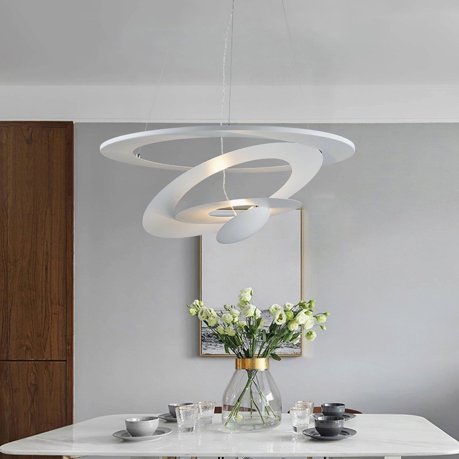 Modern spiral chandelier certification badge, North America Australia Europe Middle East compliant