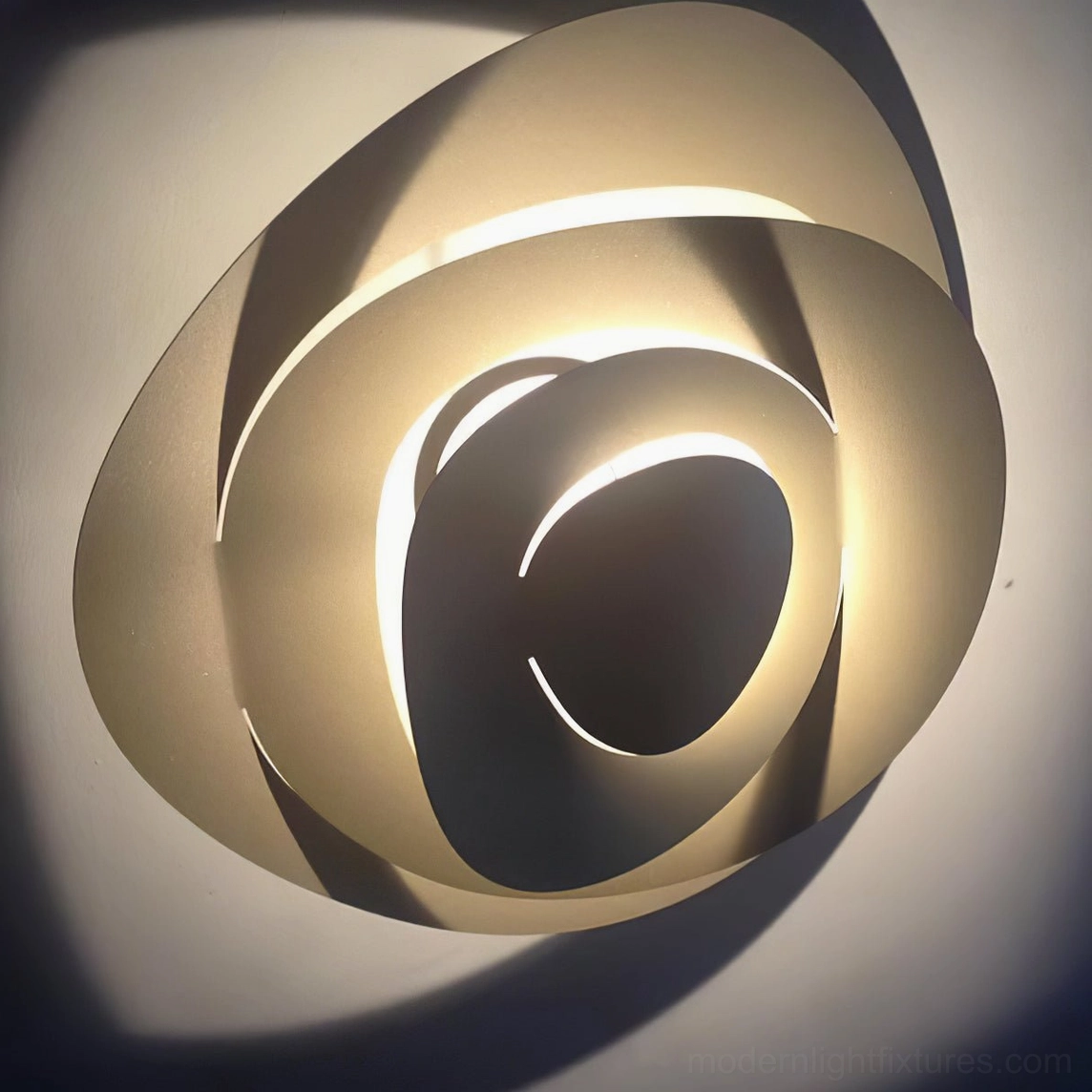 Modern spiral chandelier matte white aluminum alloy durability, construction quality close-up