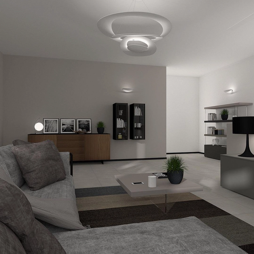 Spiral LED chandelier dimensional guide, ceiling height and hanging rod installation reference