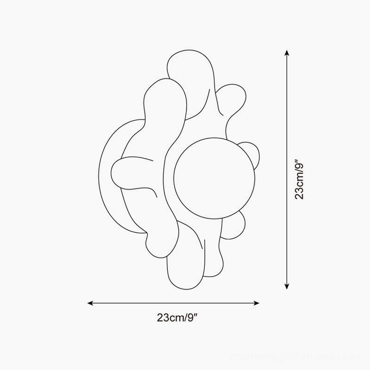 Splova wall sconce design schematic with 23cm 9 inch dimensions