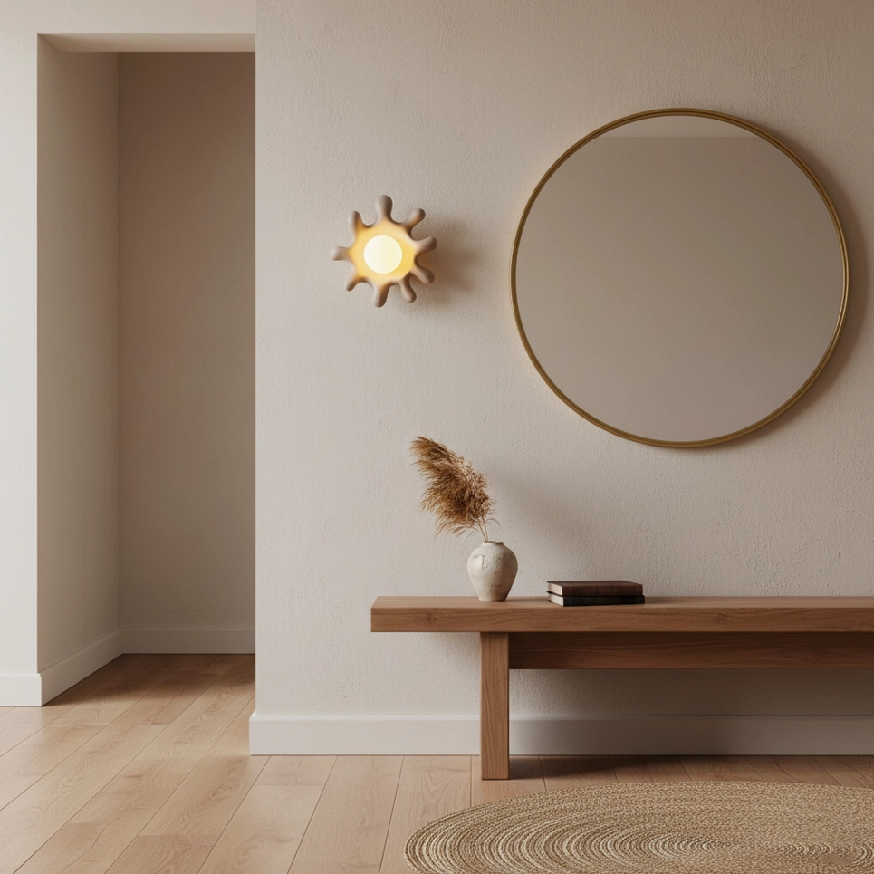 Splova sculptural wall sconce close-up showing material quality and finish details