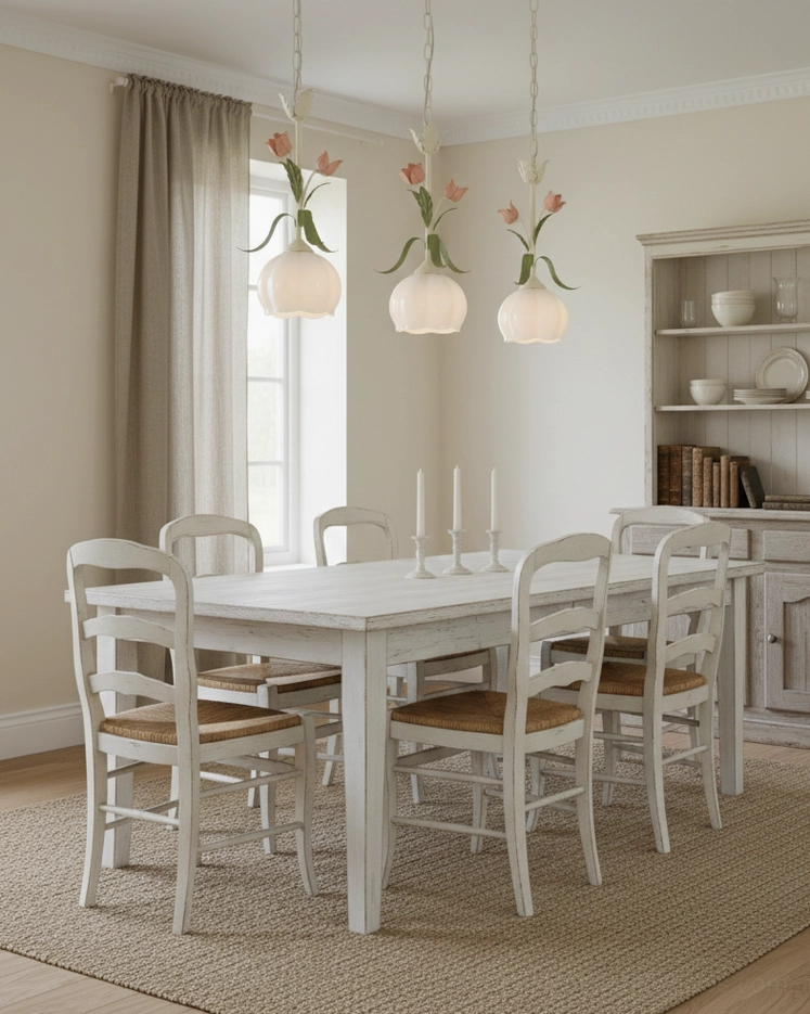 Springeau floral pendant lamp adjustable hanging height chain configuration
