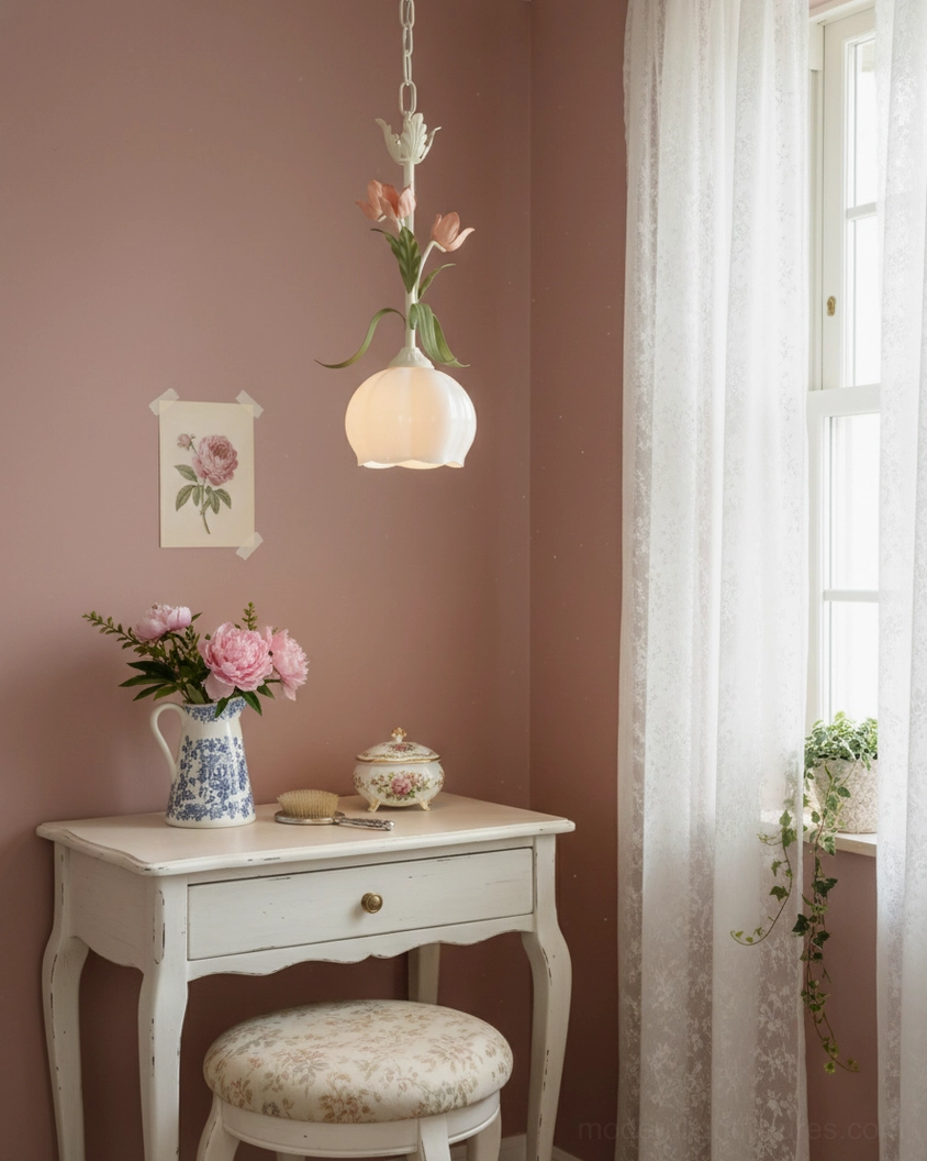 Springeau floral pendant lamp hanging detail with adjustable chain