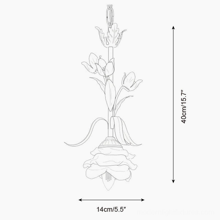 Springeau tulip pendant light Model A technical specification drawing orthographic view