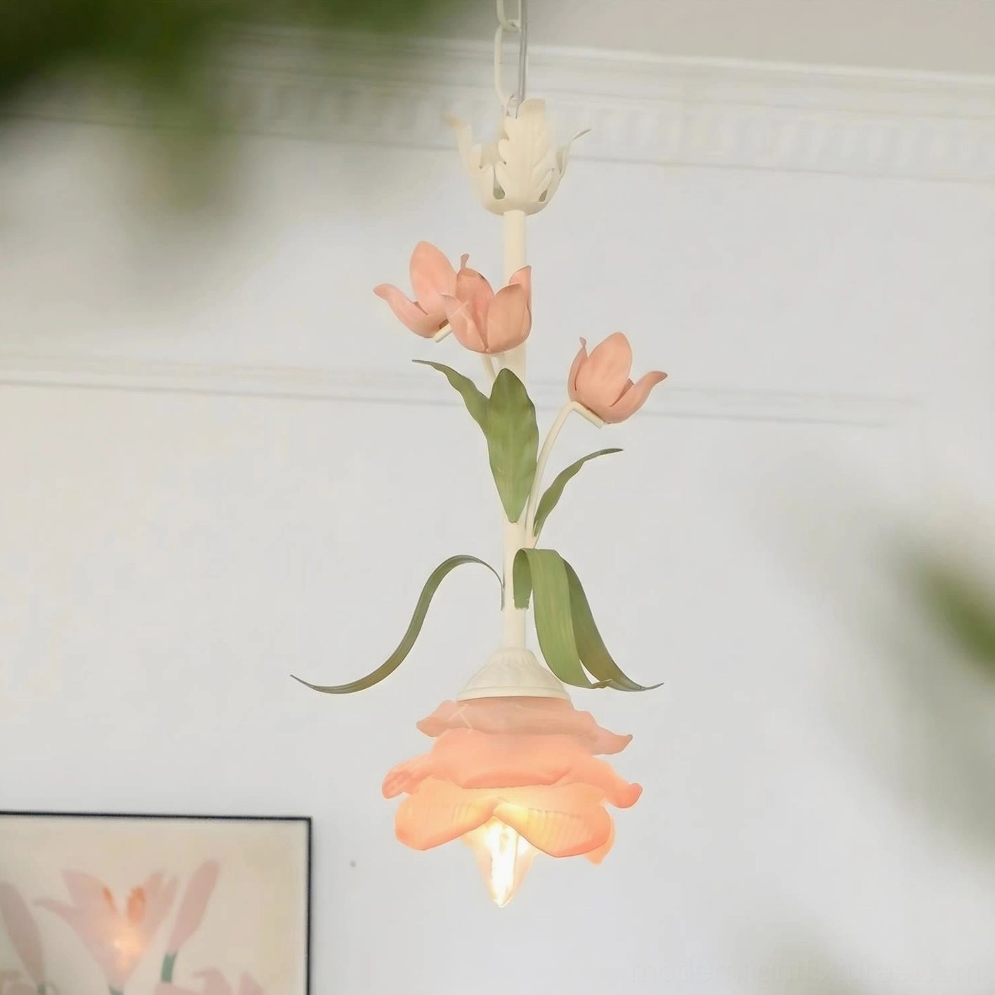 Springeau floral pendant lamp Model B French country cottage aesthetic lighting