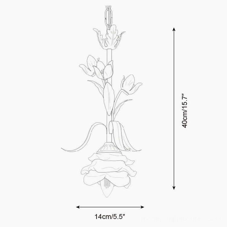 Springeau tulip pendant light Model B technical specification orthographic design view