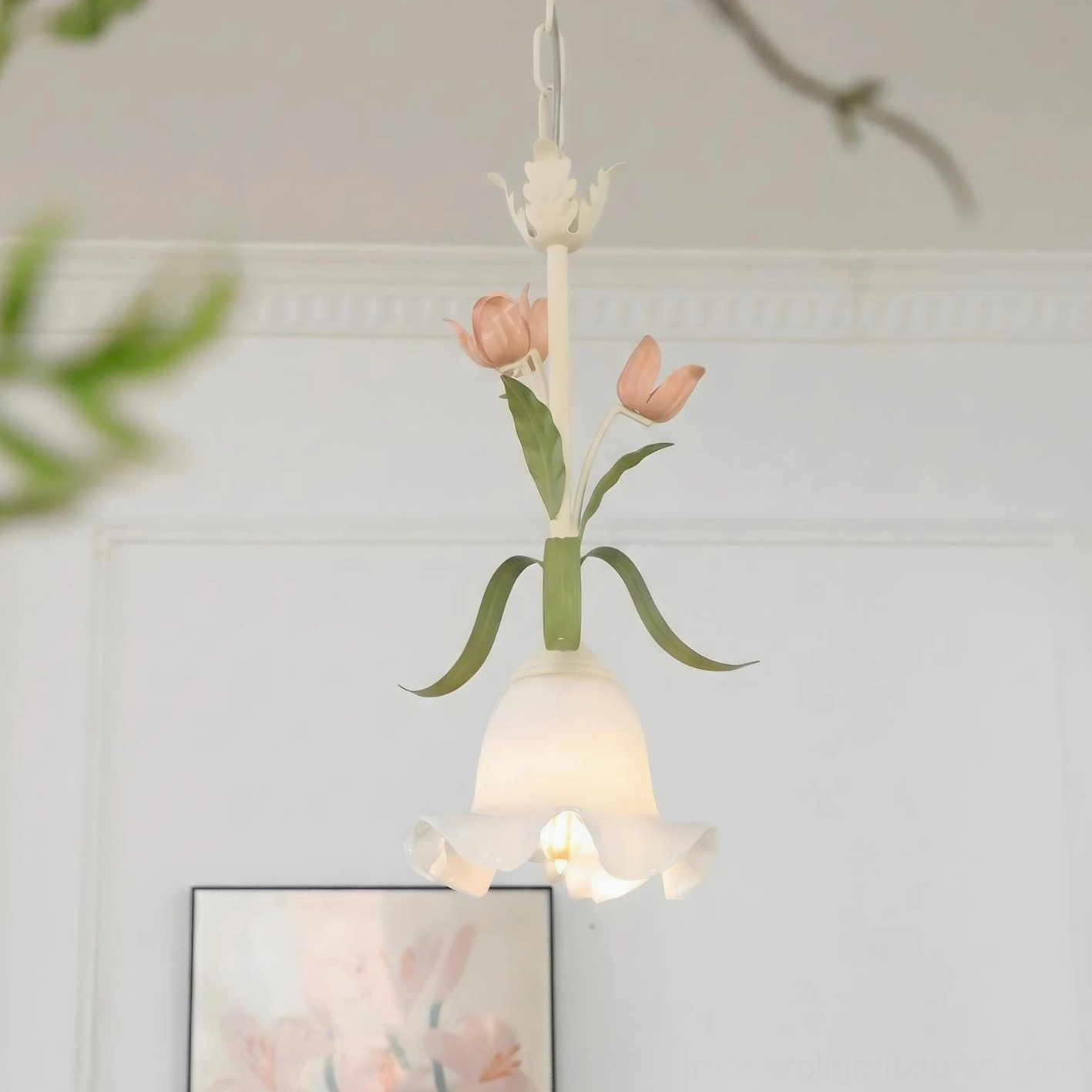 Springeau floral pendant light Model C wider design elegant bedroom installation