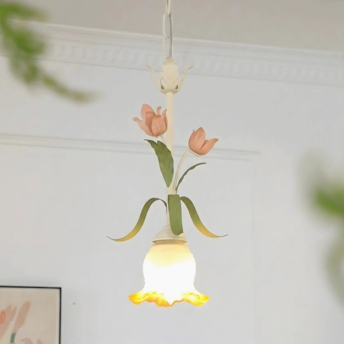 Springeau botanical pendant light Model D installed contemporary farmhouse decor