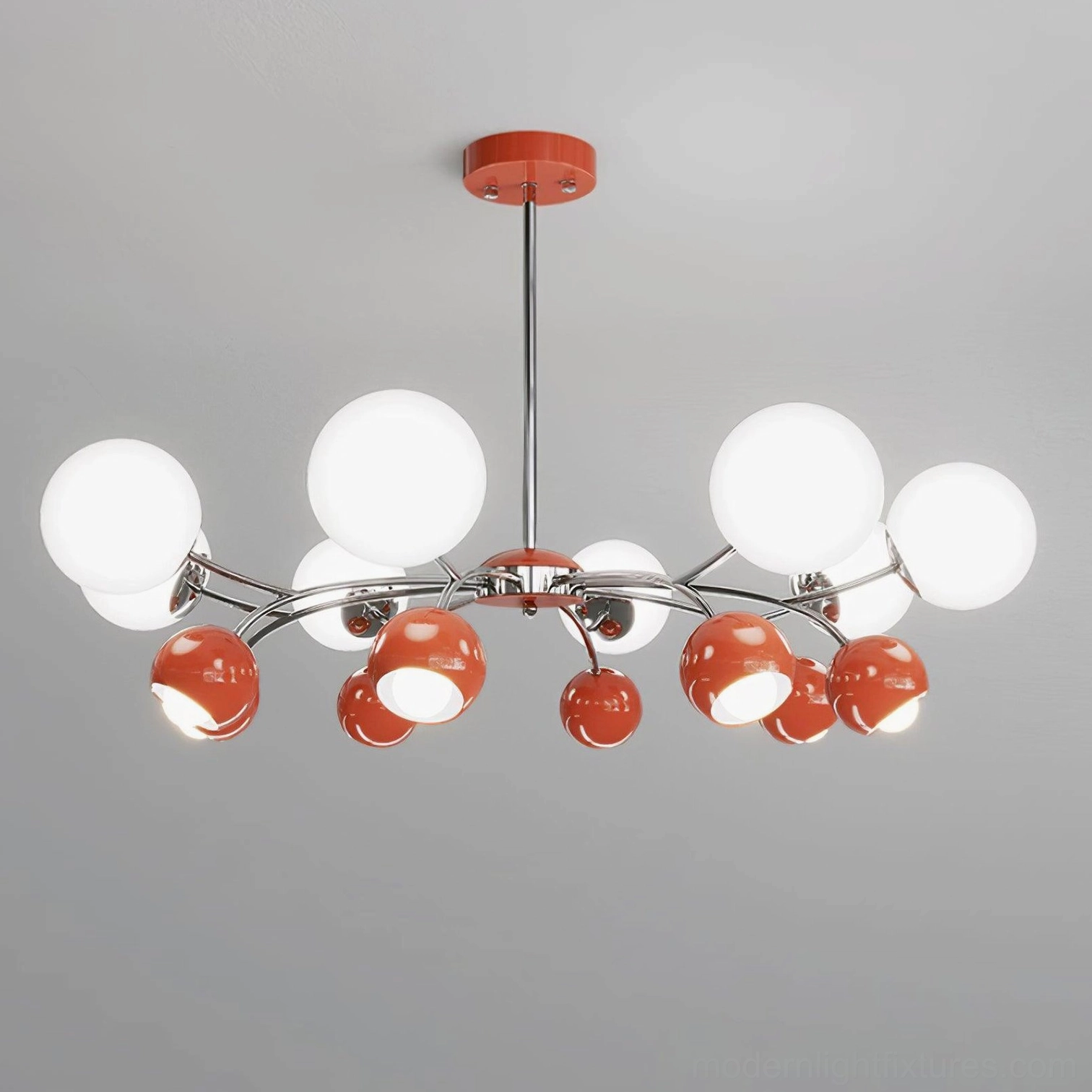 Modern Sputnik chandelier with dimmer-compatible G9 sockets providing adjustable ambient lighting control