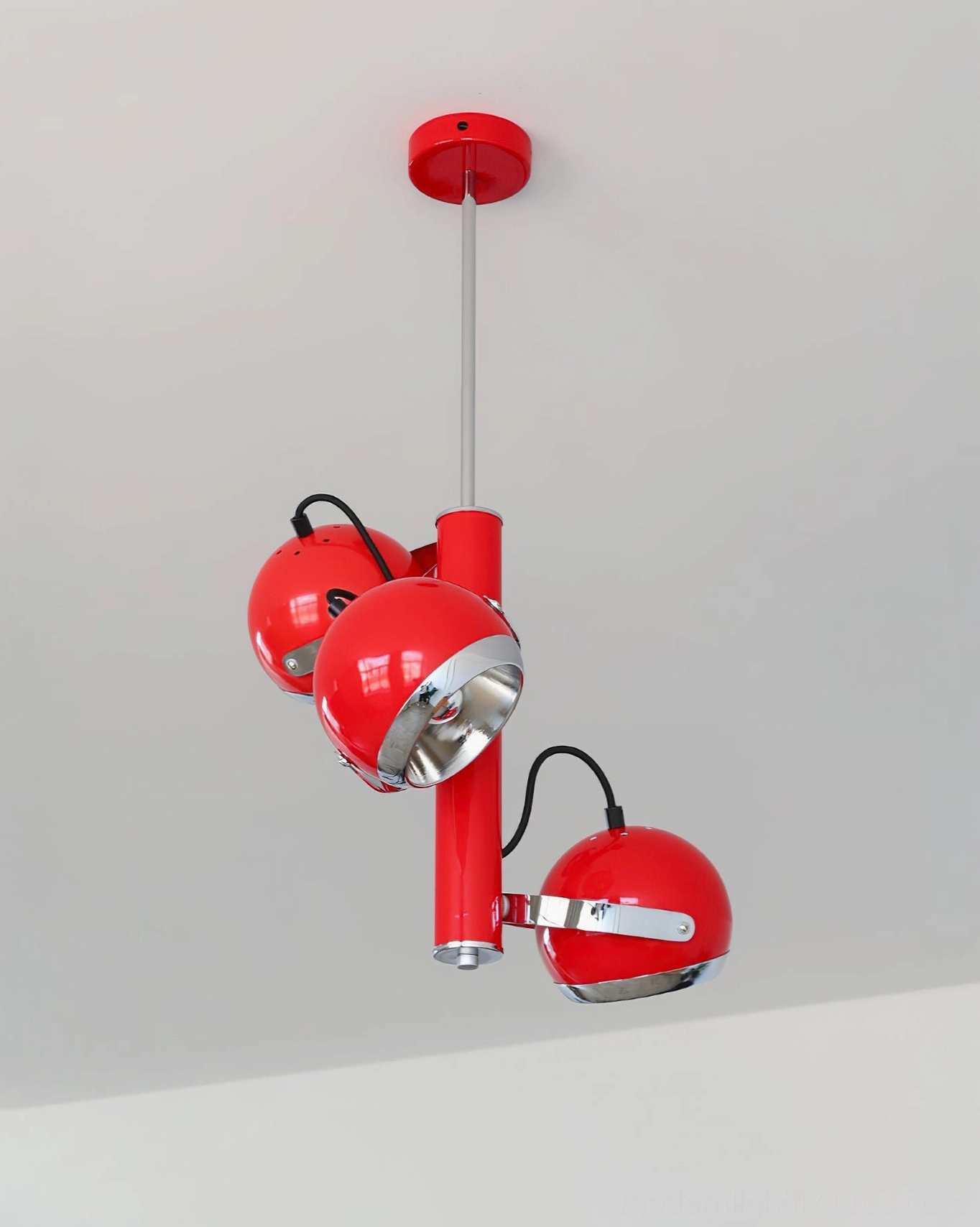 Sputnik retro-futurism pendant light orbiting sphere design inspired by space age era