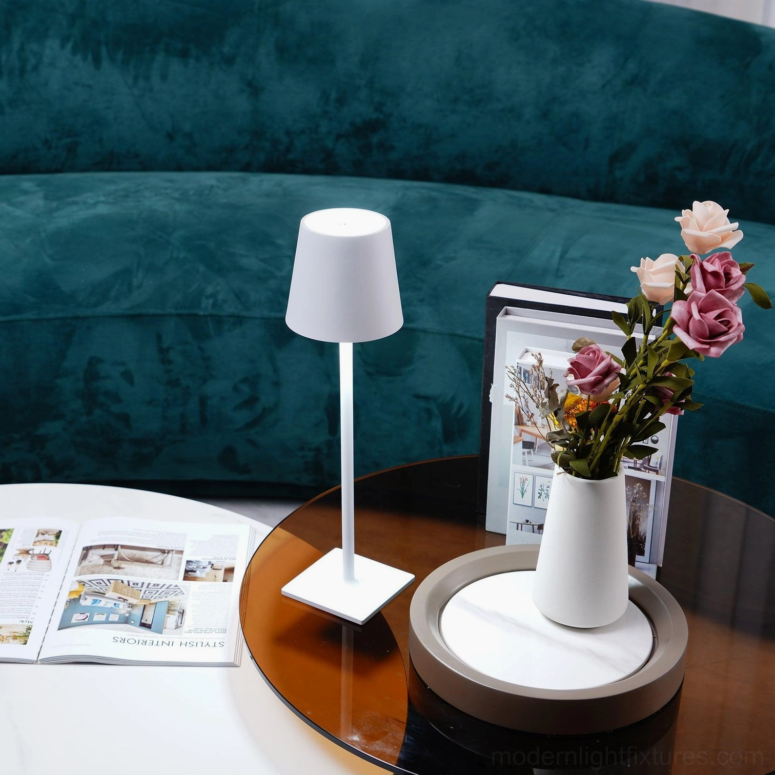 Modern table lamp 4.3 inch base stable square foundation reliable lighting