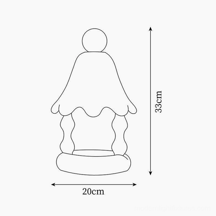 Stacy candle warmer lamp tall version design sketch with 33cm height and 20cm diameter, ball top design specifications