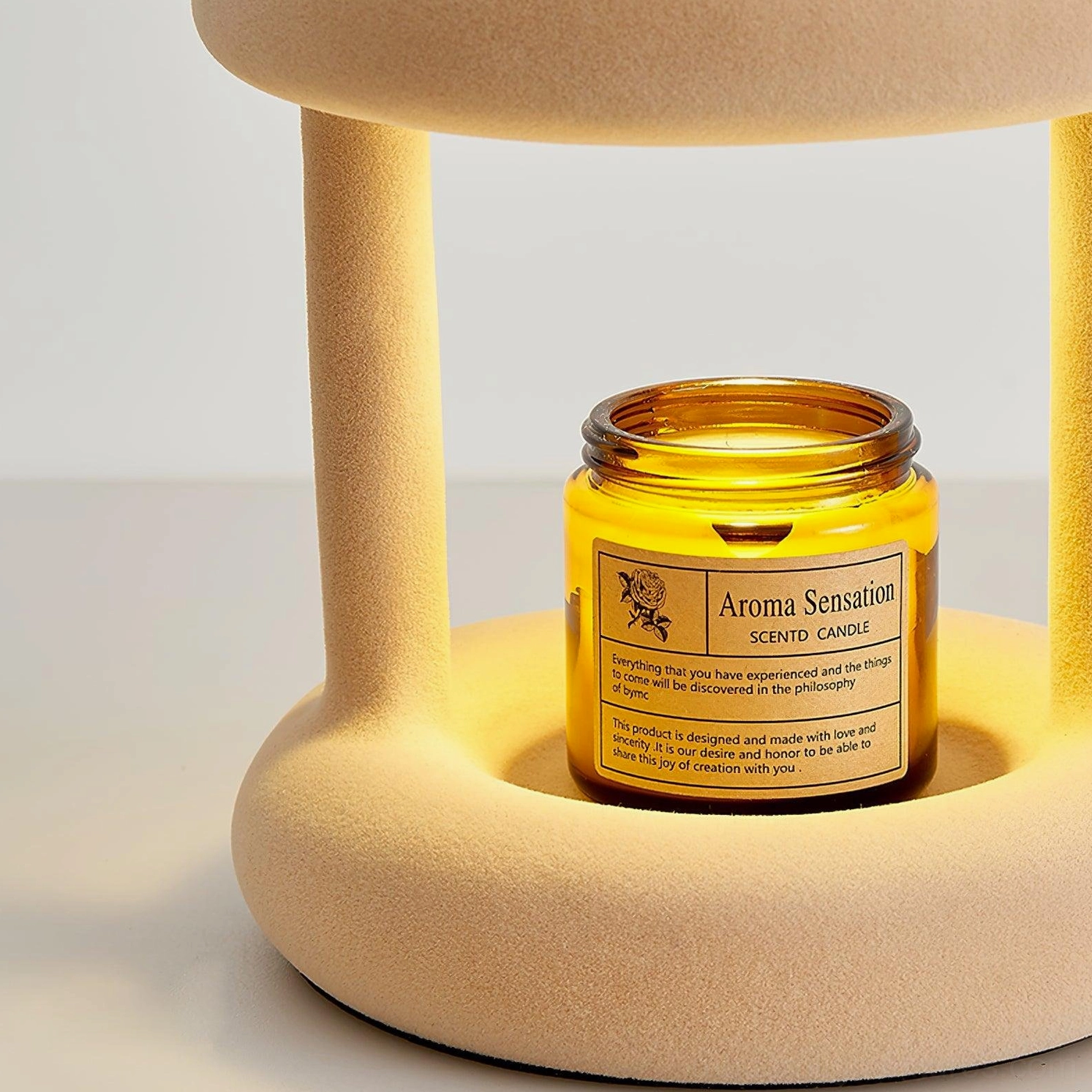 Stacy candle warmer lamp aromatherapy candle melting demonstration with scented wax inside the warm-lit fixture