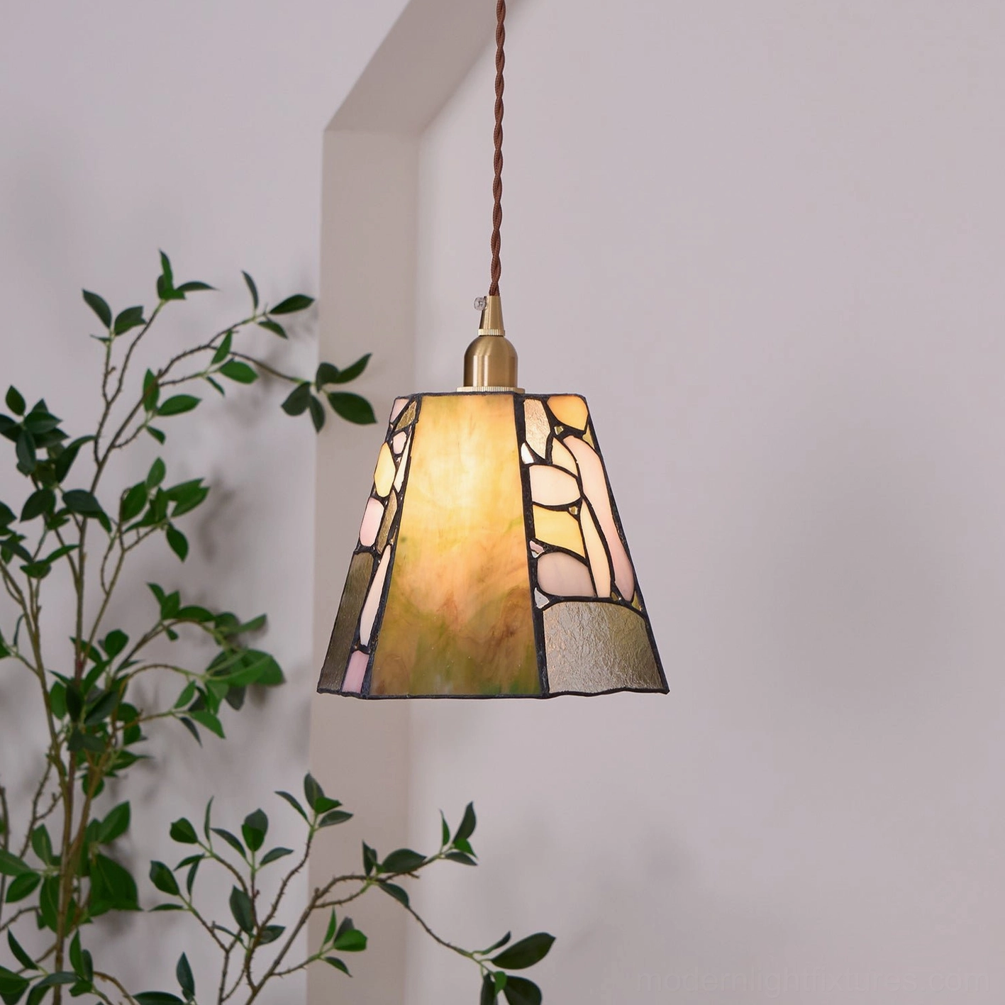 Model A stained glass pendant light 18cm diameter 14cm height for compact spaces and accent lighting