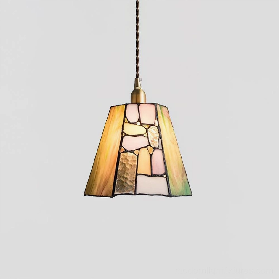 Model B stained glass pendant light 18cm diameter 16cm height for standard kitchen and dining installations