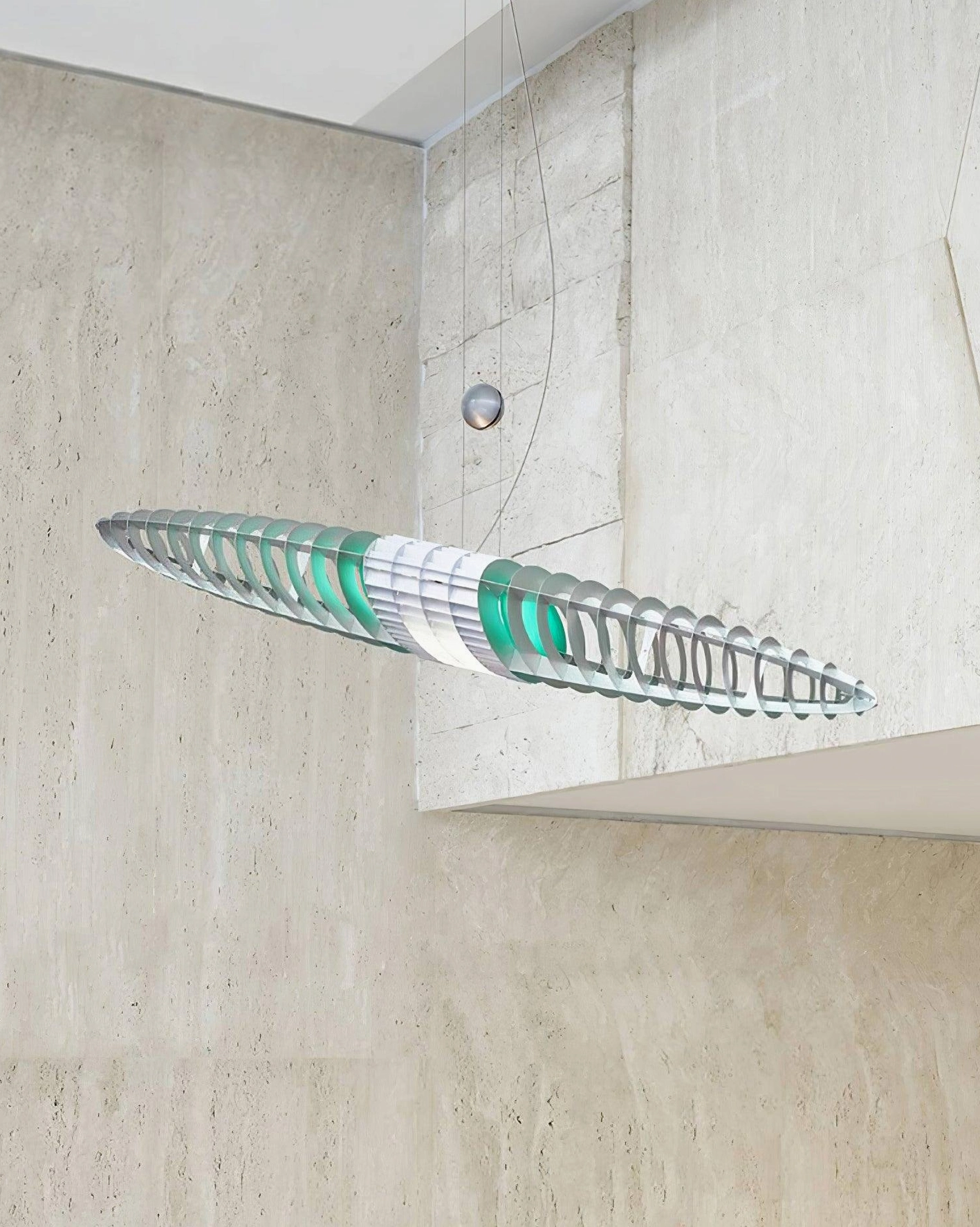 Star Ship pendant light oversized scale comparison in modern interior space with furniture