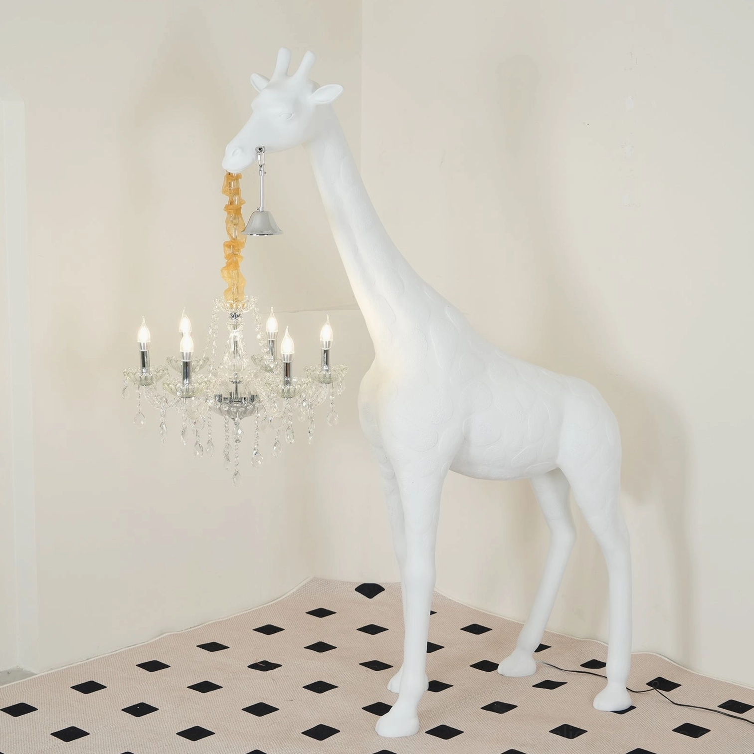 Statement giraffe sculpture floor lamp modern design focal point with illuminated crystal lighting elements