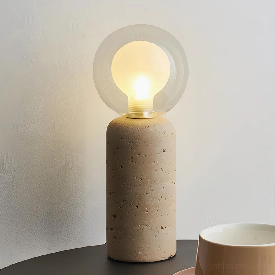 Stilla Orb travertine table lamp variants comparison multiple sizes and finishes