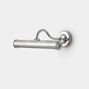 Striola modern chrome wall sconce with slotted cylindrical shade, left front three-quarter view