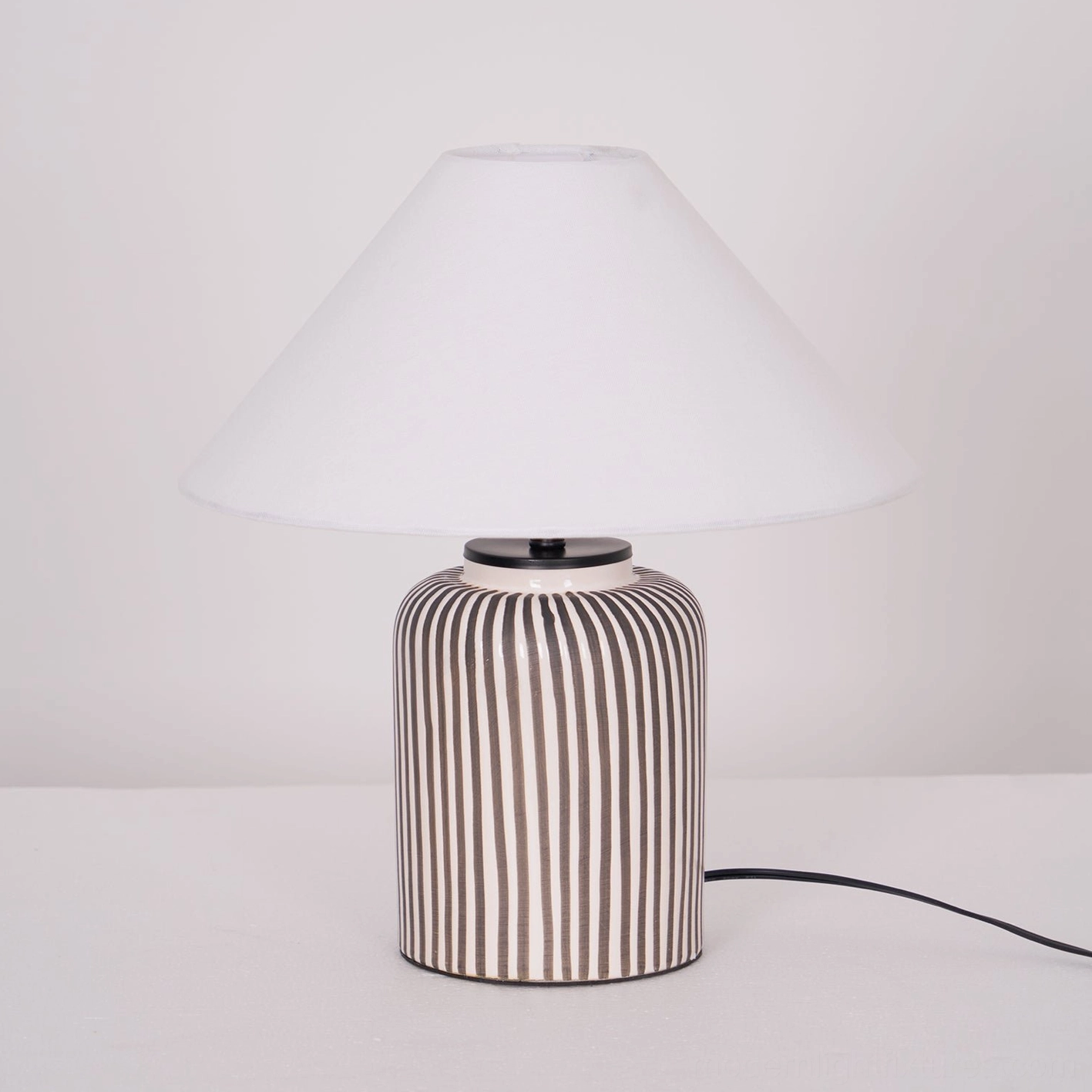Vertical striped ceramic table lamp perfect for bedroom nightstand or living room side table lighting