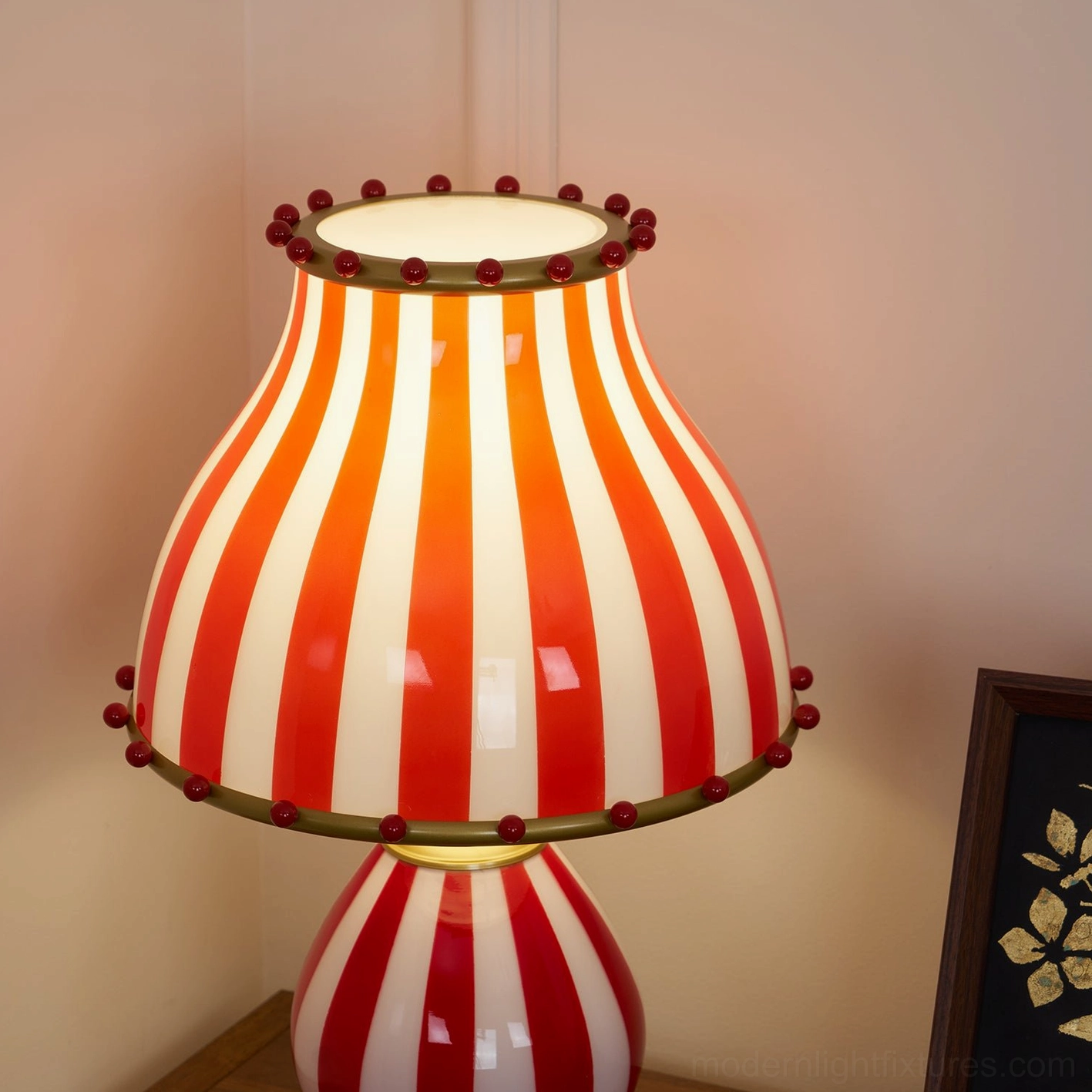 Striped table lamp vintage glamour art deco style home lighting accent