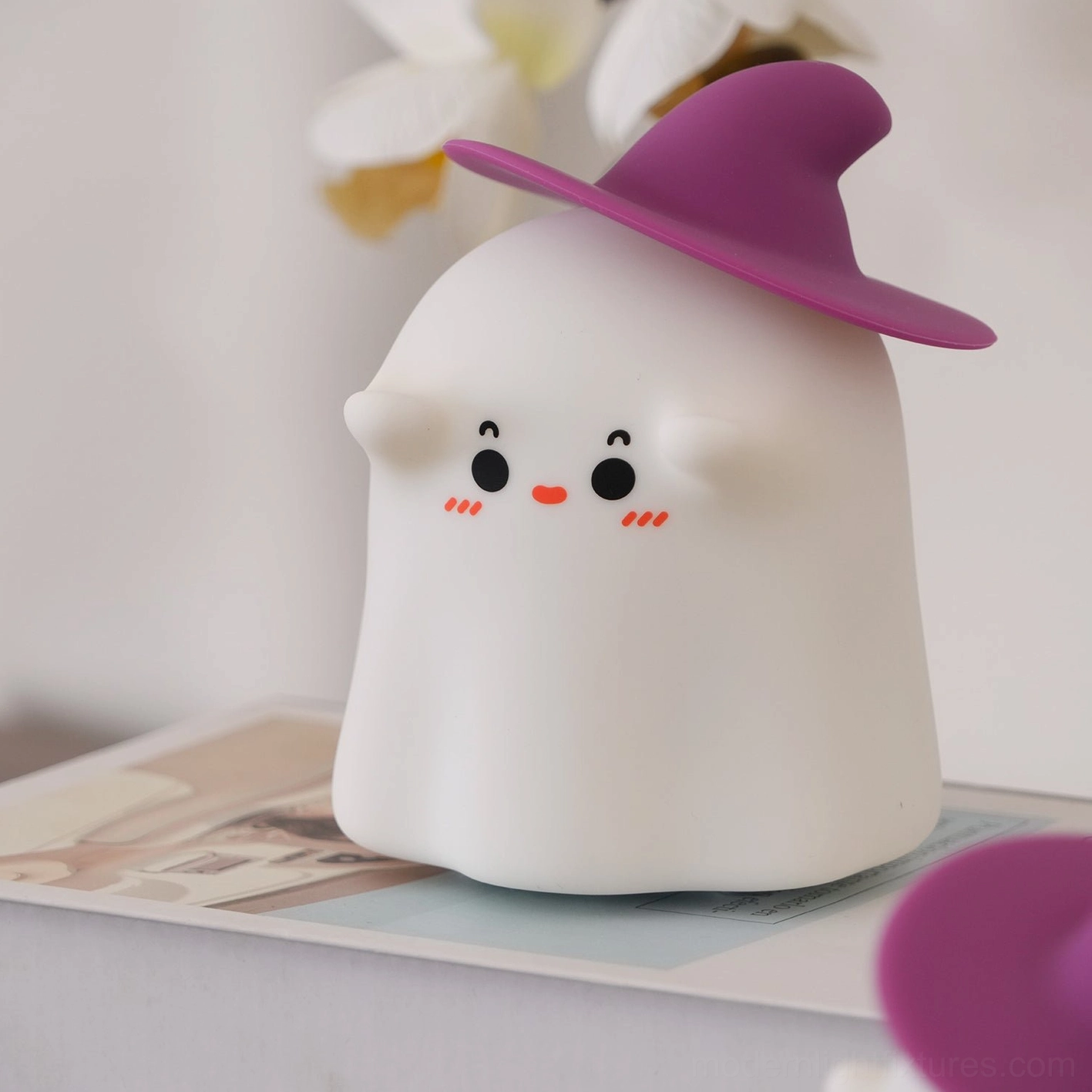 Enchanted witch ghost touch lamp as student dorm room night light