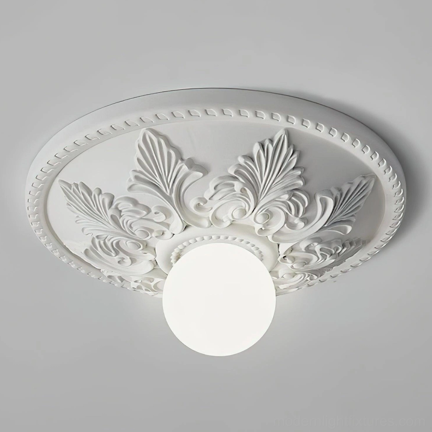 Suilven carved ivory ceiling light in foyer entrance creating sophisticated welcome statement