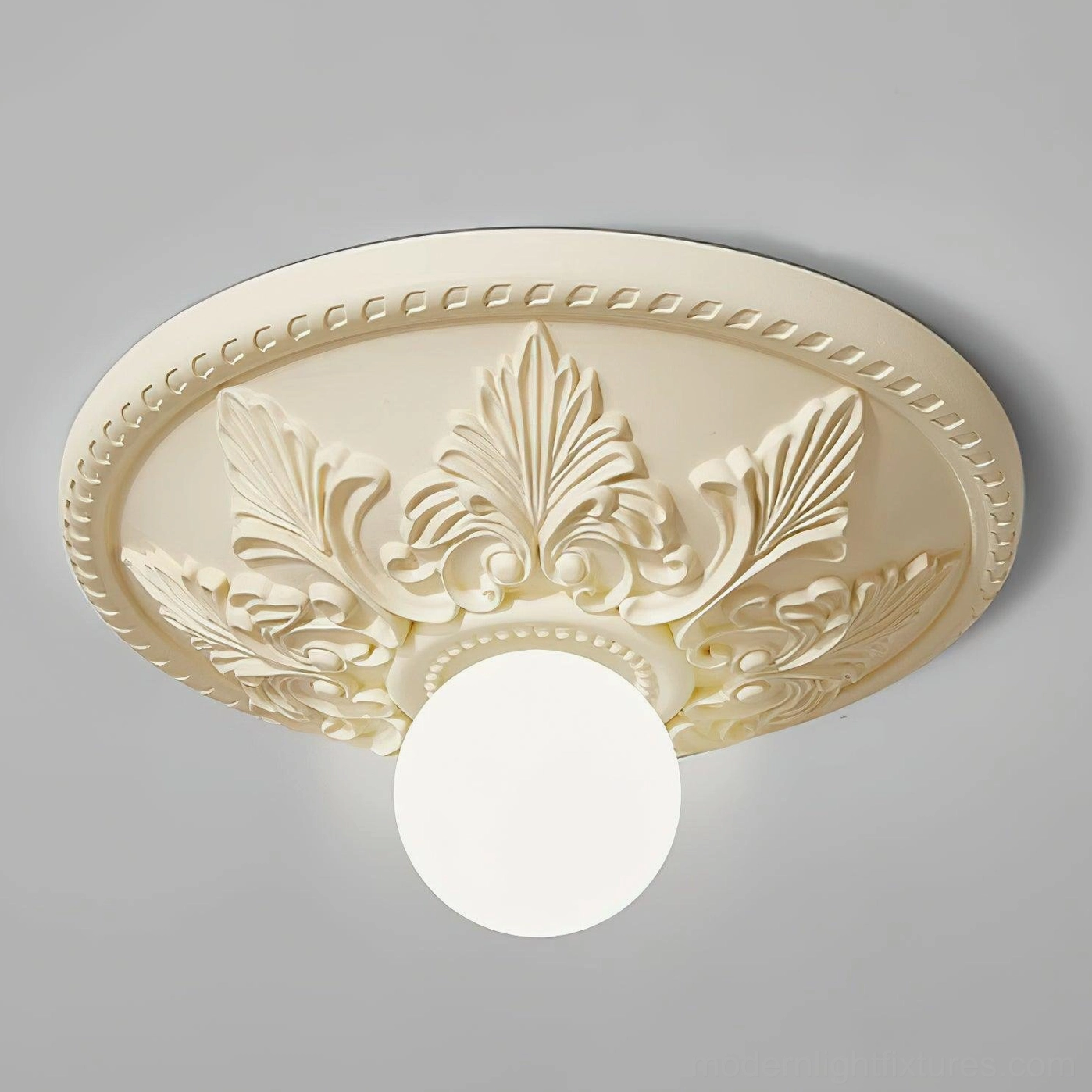 Suilven ornate ceiling fixture in classical dining room with transitional interior design