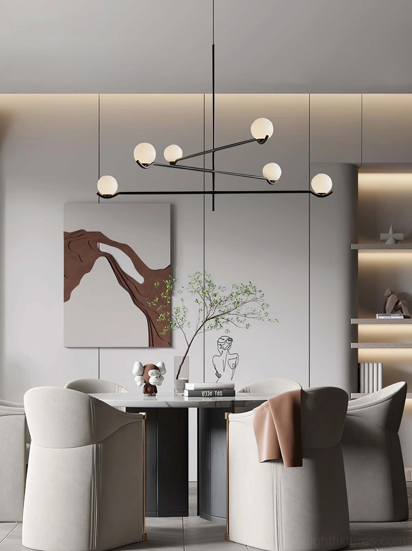 Modern sputnik pendant light with multiple configurations available (3, 4, 6, 8-head options)