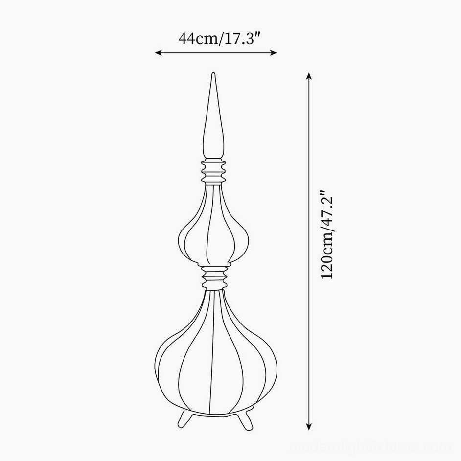 Technical drawing of Sultano two-tier floor lamp 120cm model with dimensional specifications