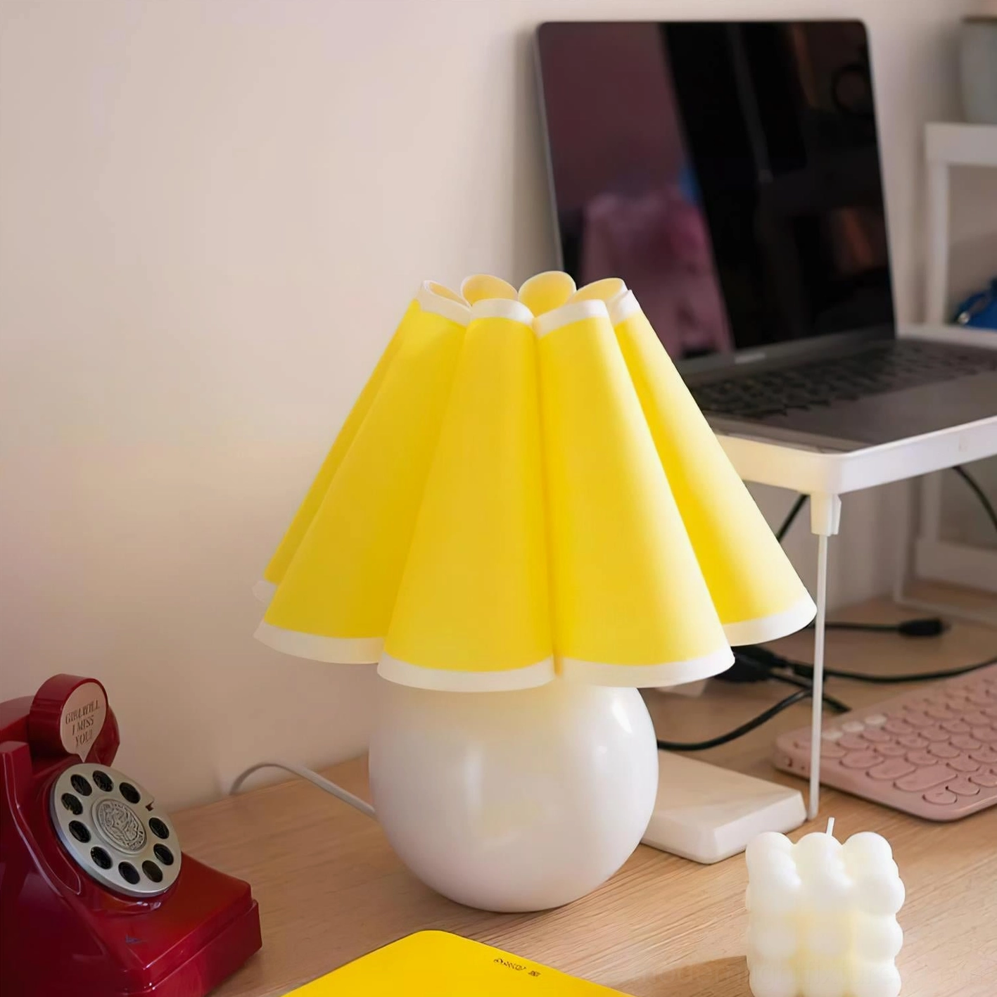 Modern sunburst pleated table lamp multiple color options and ceramic base variations for diverse décor styles