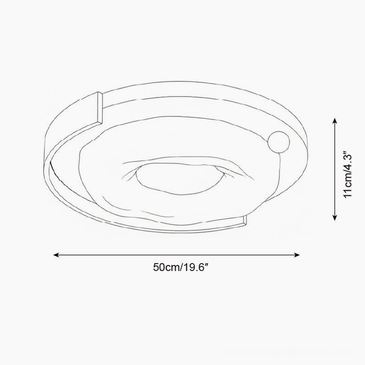 Sunpetal ceiling light technical drawing showing orthographic front view with 50cm diameter and 11cm height specifications