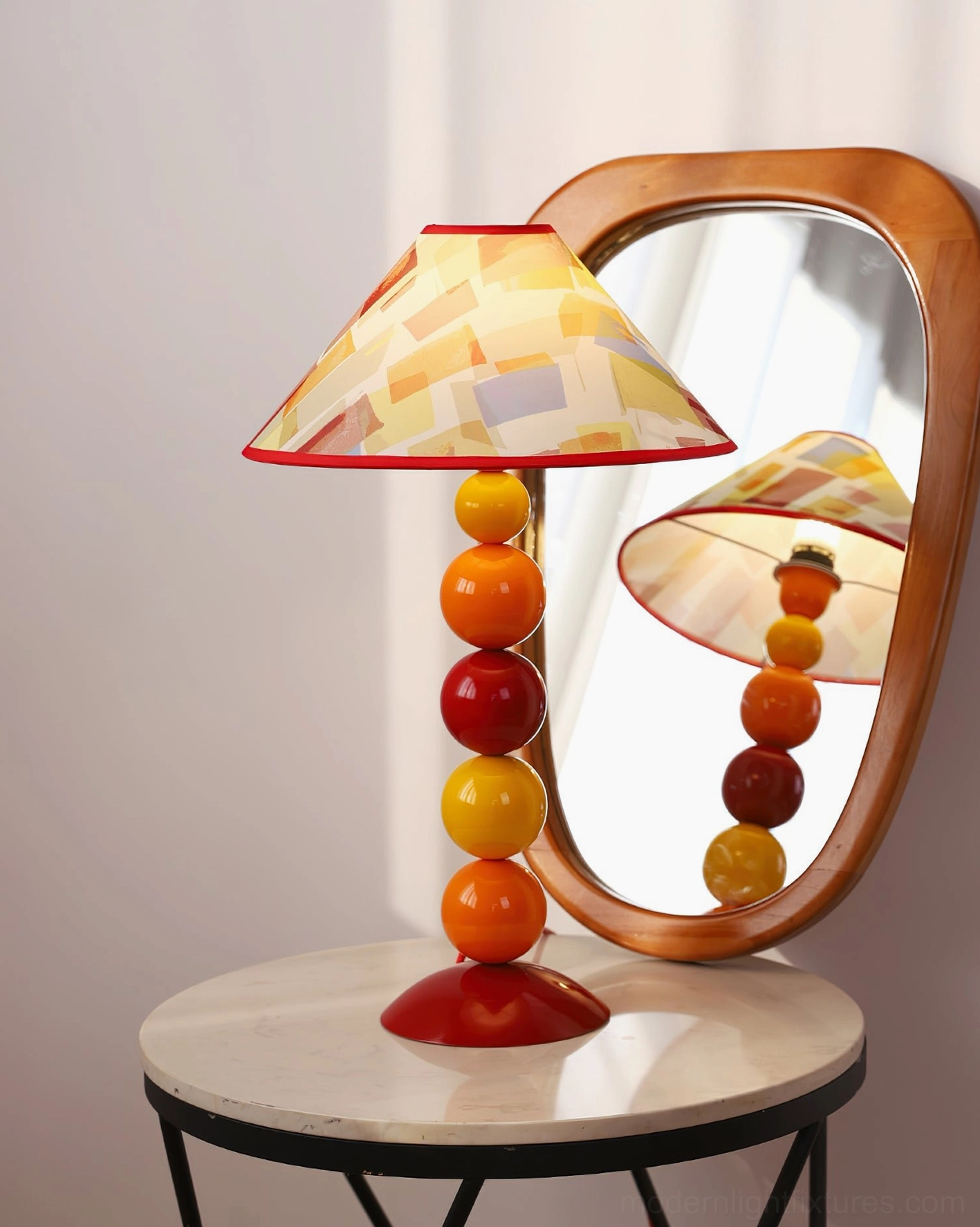 Sunset Harmony blue watercolor artistic table lamp variant with modern decorative spherical base - colorful home accent lighting