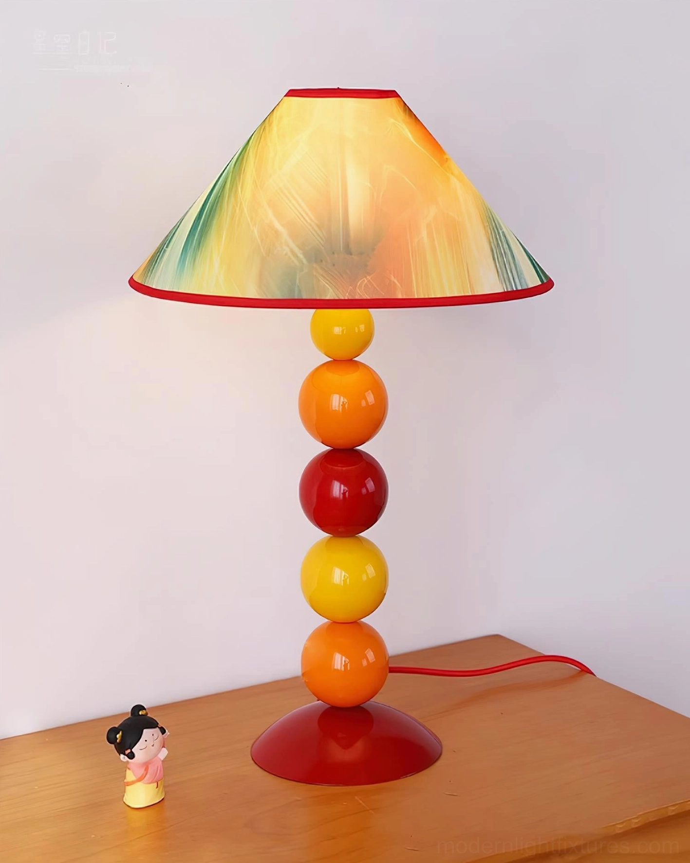 Colorful modern decorative table lamp with beaded spherical base - warm ambient home lighting solution