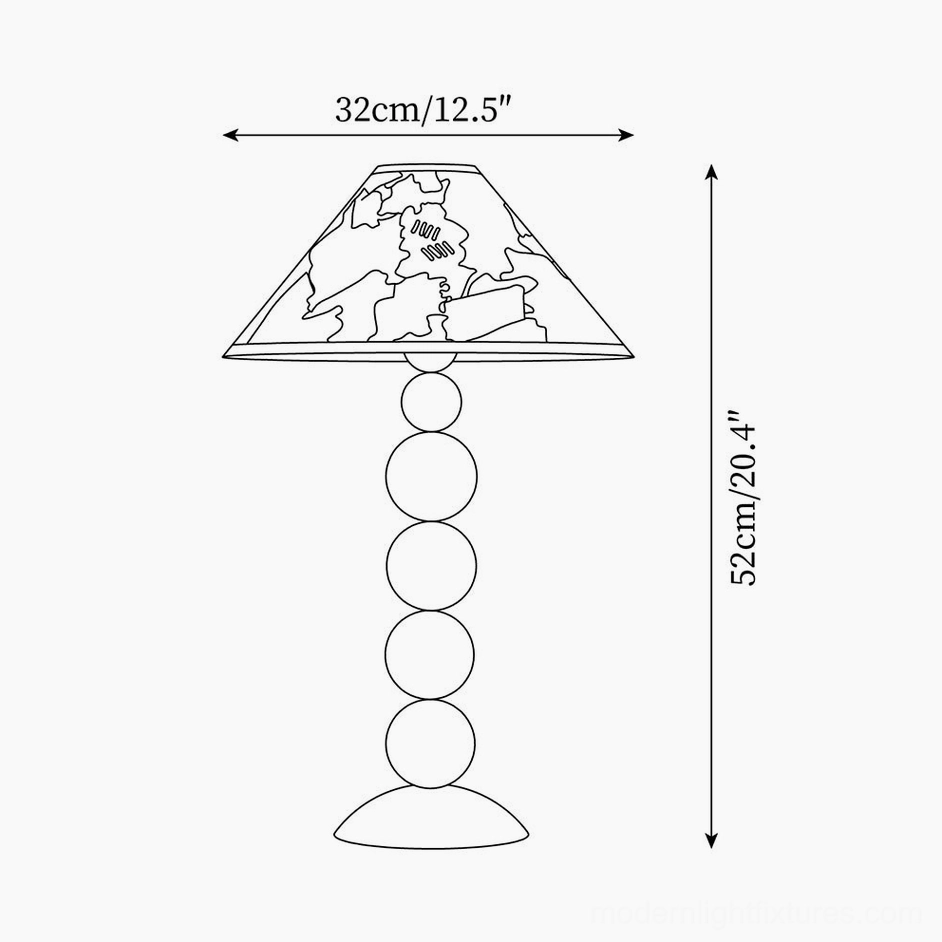 Sunset Harmony table lamp technical schematic showing dimensions 32cm diameter x 52cm height - product line drawing specifications